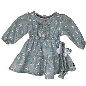 Delia's Baby Chambray Floral Dress Headband 90s Y2K 0-3 Months New